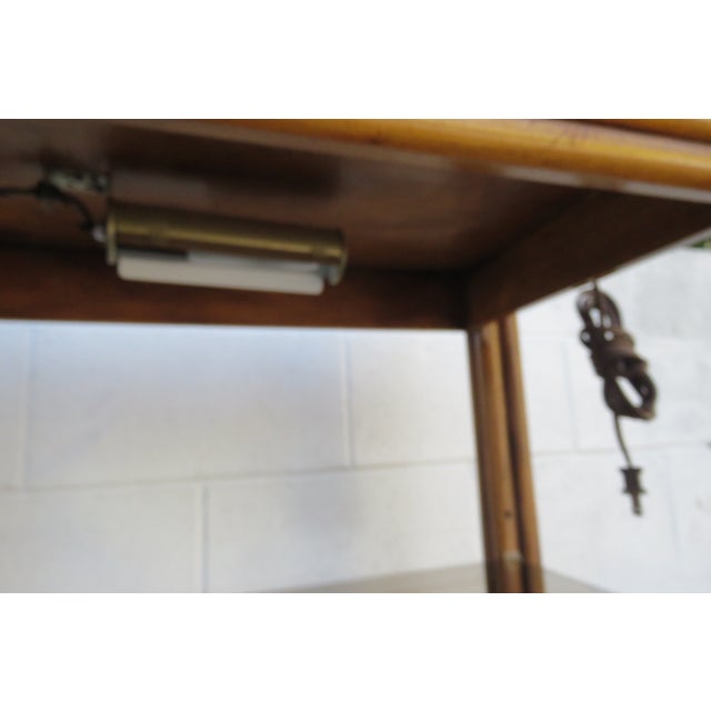 Late 20th Century Hollywood Regency Bamboo Rattan Glass Shelving Display Cabinet Bookshelf 5830 For Sale - Image 5 of 12