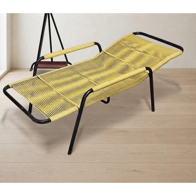 1970s Vintage Yellow Cord Lounge Chair in Tubular Metal, 1970s For Sale - Image 5 of 13