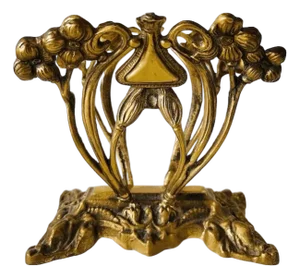 Antique Art Nouveau Magazine Rack in Brass, 1900s