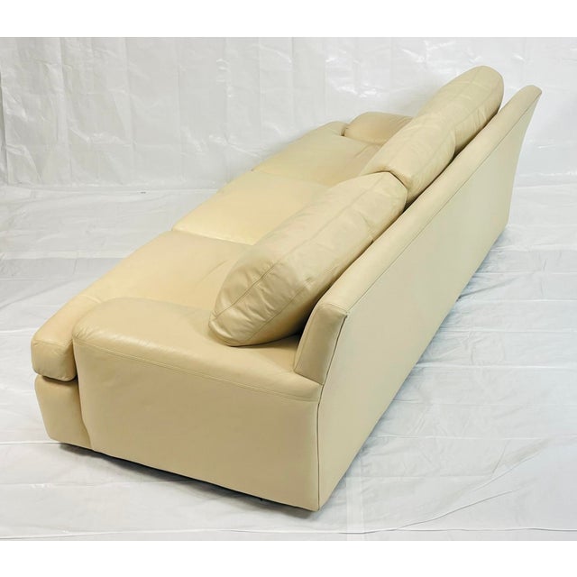 Vintage A. Rudin for Steve Chase Cream Leather Sofa For Sale - Image 9 of 18