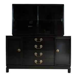 Mid-Century Espresso Stained Landstrom Buffet With Removable Hutch