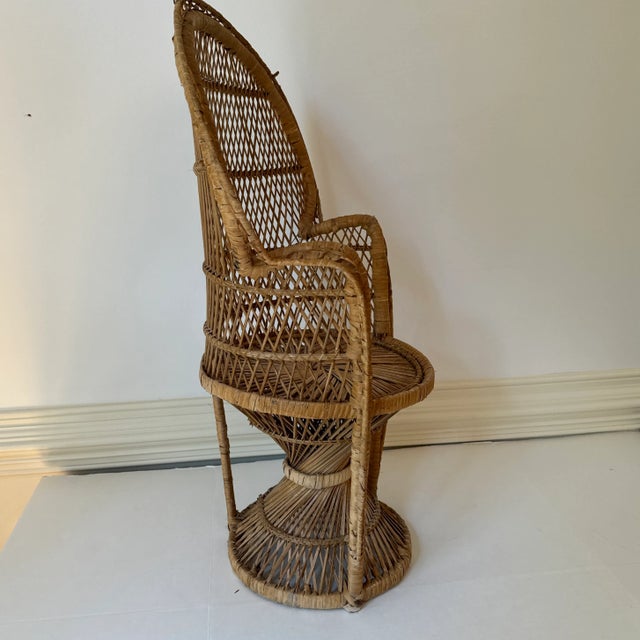 1960s Child Size Rattan Peacock Chair For Sale In Greenville, SC - Image 6 of 7