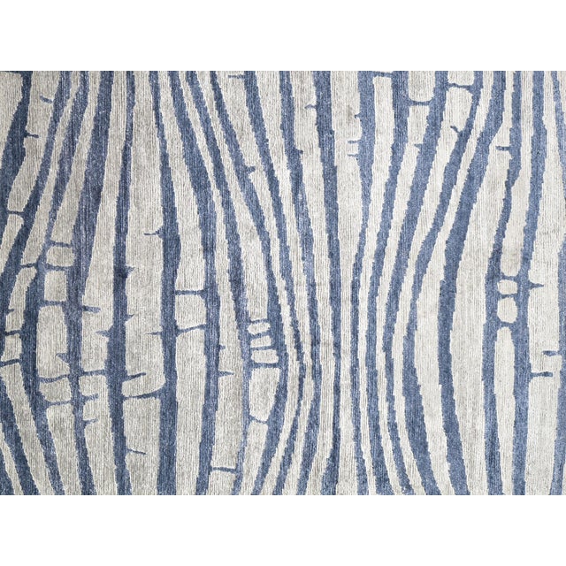 Modern Blue Bamboo Silk Area Rug 8'10" x 11'8" Chairish