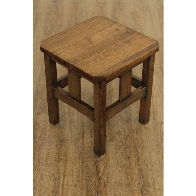 Late 20th Century Late 20th Century Mission Style Oak Taboret Side Tables - A Pair For Sale - Image 5 of 13