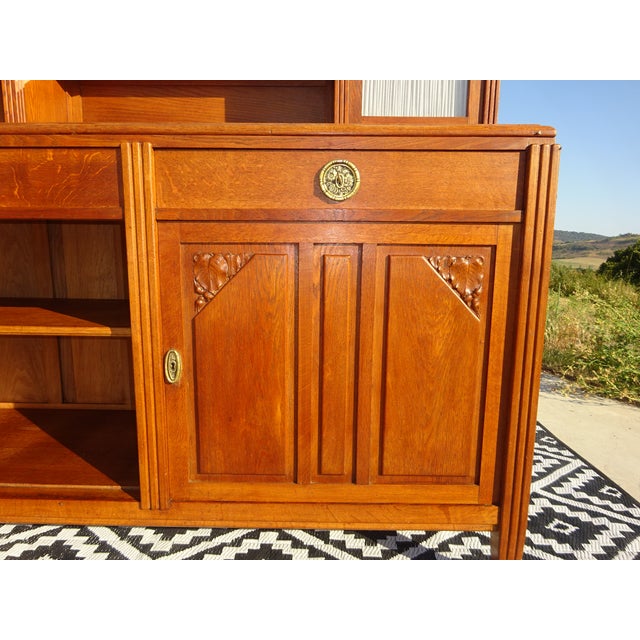 Vintage Oak Buffet with Sentry Boxes and Mirror For Sale - Image 9 of 18