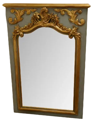 French Napoleon II Carved Gilt and Painted Console Mirror