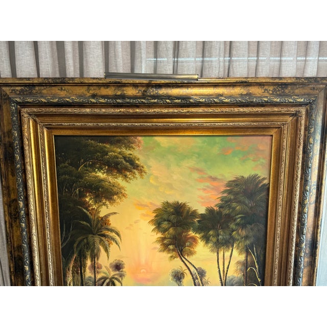 Early 21st Century Large Original Oil Painting, Tropical Landscape With Palms, Signed Vitaly For Sale - Image 5 of 12