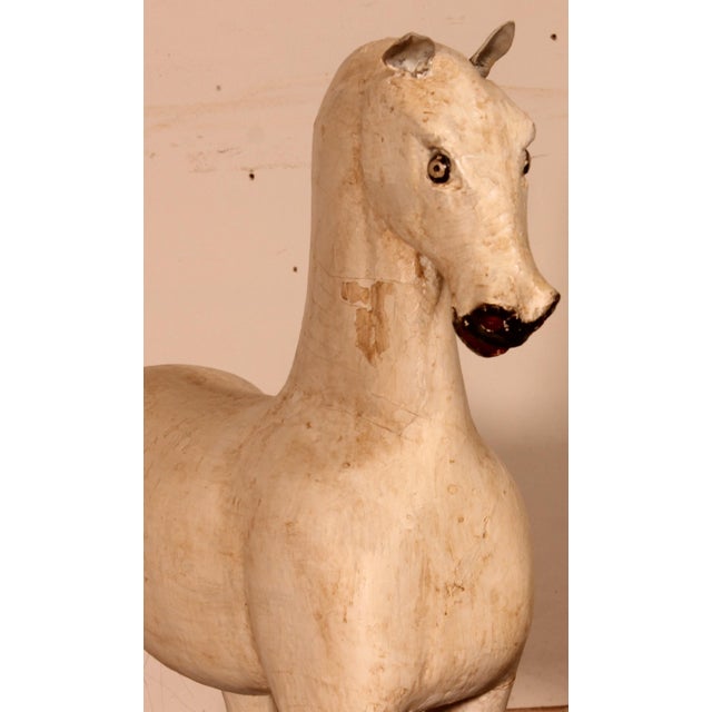 Cream 19th Century Polychrome Wooden Horse For Sale - Image 8 of 12