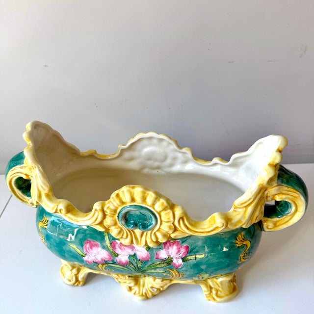 1980s Majolica Cache Pot For Sale In Charleston - Image 6 of 8