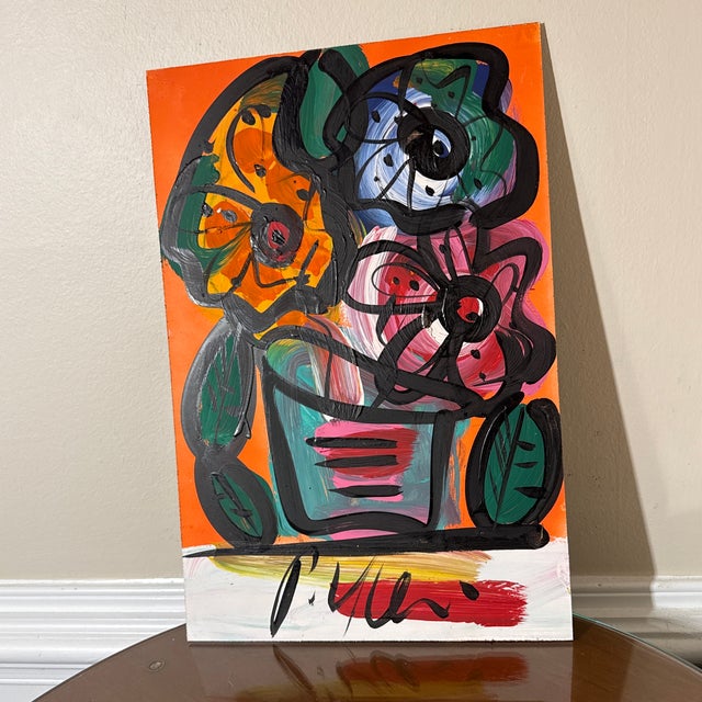 1970s 1972 Original Flower Painting by Artist Peter Keil For Sale - Image 5 of 6
