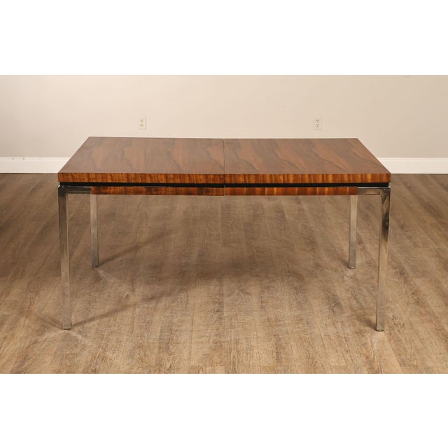 Mid Century Modern Expandable Rosewood and Chrome Dining Table For Sale - Image 15 of 18