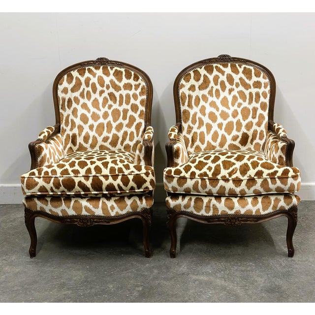 Louis XV Style Armchairs in Giraffe Velvet Upholstery, France, 1950s, Set of 2 For Sale - Image 14 of 16