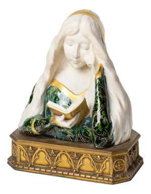 Art Nouveau Faience Woman Bust by Leon Noel Delagrange, 1889