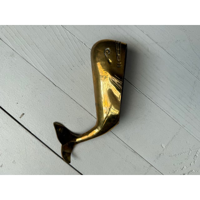 Brass Vintage Solid Brass Nautical Whale Paperweight Sculpture For Sale - Image 8 of 11