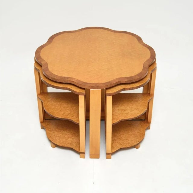 Mid-Century Modern Art Deco Birds Eye Maple Nesting Tables, 1930s, Set of 5 For Sale - Image 3 of 13