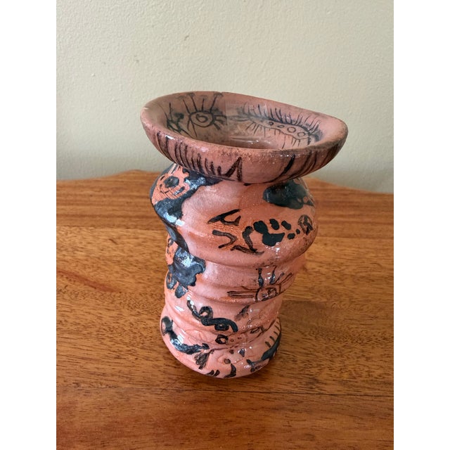 Abstract Small Brutalist Abstract Earthenware Pottery Vase For Sale - Image 3 of 7