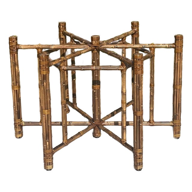 Authentic McGuire Vintage Bamboo Dining Table Base, Hexagonal Shape For Sale