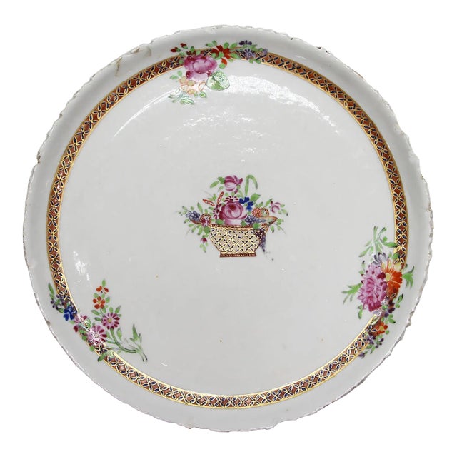 18th Century Antique Qianlong Famille Rose Plate For Sale