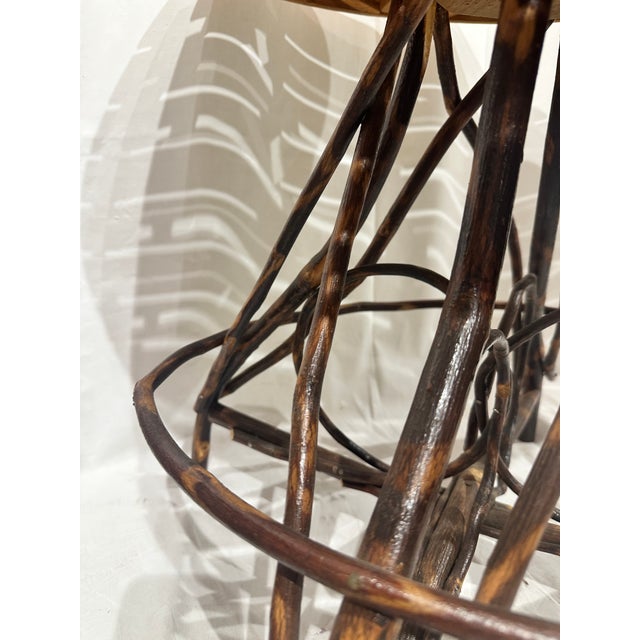 Wood Late 20th Century Pair of Adirondack Twig Side Tables With Rustic Bentwood Bases For Sale - Image 7 of 7