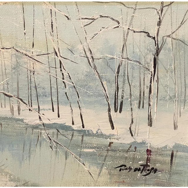 De Rosa, Snowy Landscape, 20th Century, Oil Painting on Canvas, Framed For Sale - Image 4 of 8