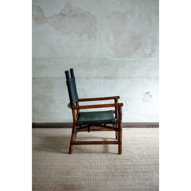 Black Set of Bamboo Lounge Set with Chair and Ottoman, 1970s For Sale - Image 8 of 18