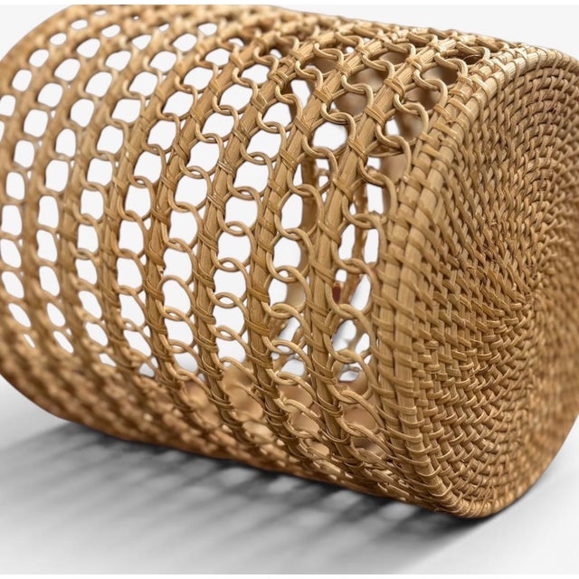Mid-Century Modern Danish Woven Rattan Waste Basket, 1960s For Sale - Image 3 of 6