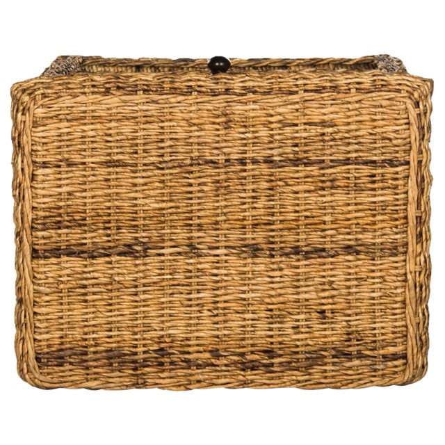 Brown Natural Brown Wicker Nightstand With Drawer And 8"H Storage in Natural Abaca Brown For Sale - Image 8 of 10