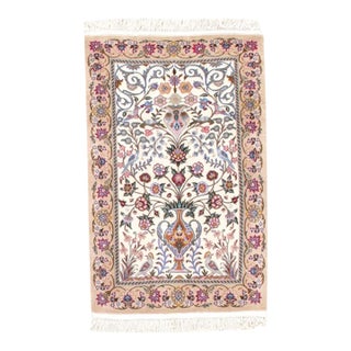Pasargad DC Ivory Fine Isfahan Silk & Wool Rug For Sale