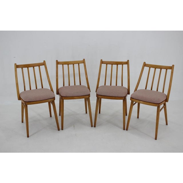 Antonin Suman Beech Dining Chairs, 1970s, Set of 4 For Sale - Image 3 of 16