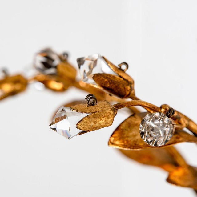 Gold Crystal Glass & Gilt Brass Wall Lights attributed to Palwa, 1960s, Set of 2 For Sale - Image 8 of 15