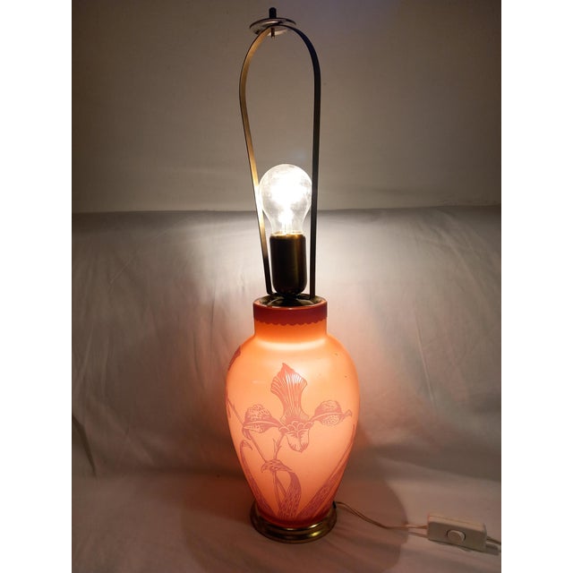 French Table Lamp with Etched Glass For Sale - Image 14 of 17