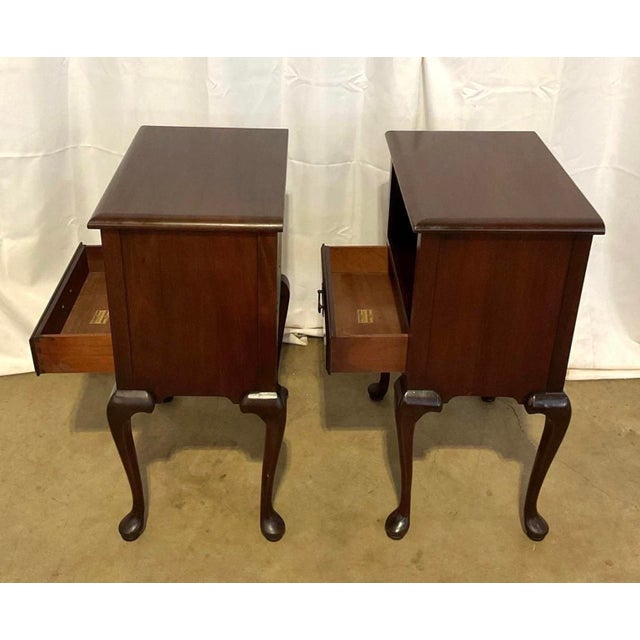 Pair of 1940’s Solid Mahogany Queen Anne Night Stands For Sale - Image 6 of 11