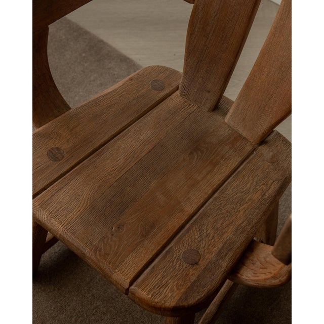 Brutalist Oak Armchair with Sculptural High Back by De Puydt, 1960s For Sale - Image 15 of 18