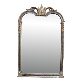 French Style Giltwood Arch Mirror With Crest For Sale