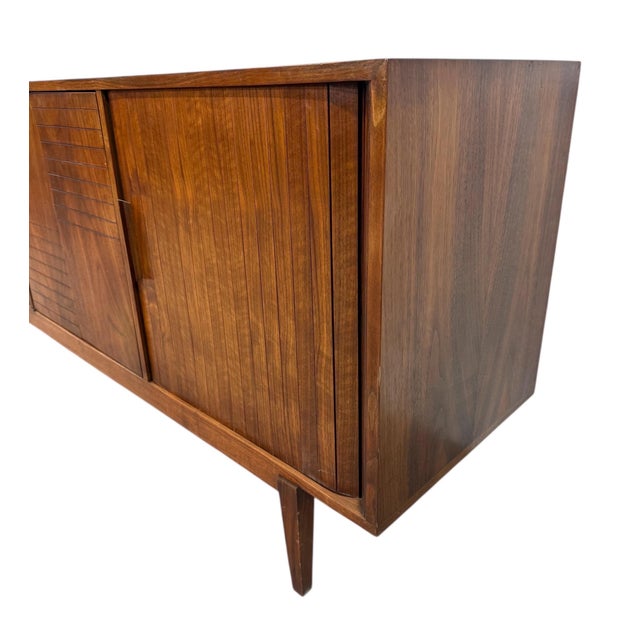 Mid-Century Modern Tambour Walnut 9-Drawer Dresser For Sale - Image 4 of 9