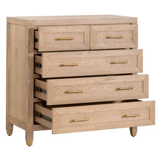 Stella 5-Drawer High Chest, Light Honey Oak For Sale - Image 4 of 6