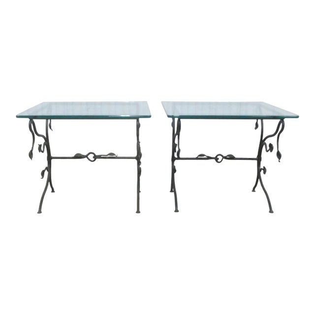 Vintage Hand Wrought Iron Tables - a Pair For Sale