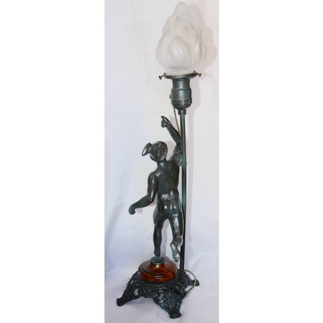 Art Deco Running Mercury Man Lamp With Flame Shade For Sale - Image 10 of 13