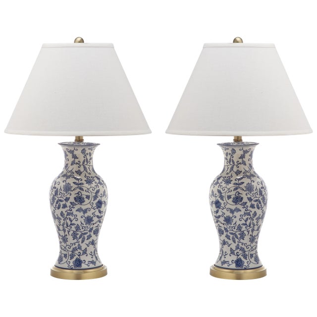 29 Inch H Floral Urn Table Lamp in Blue & White - a Pair For Sale - Image 9 of 9
