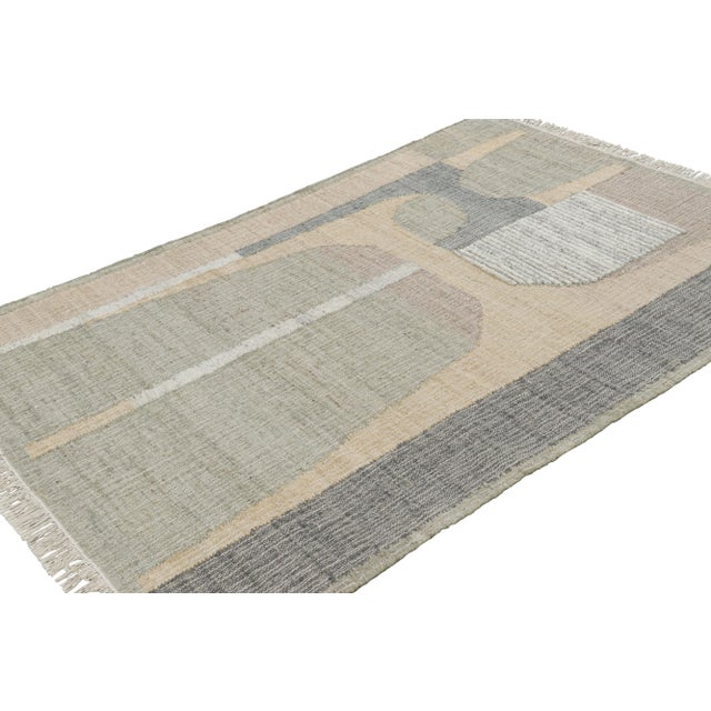 Not Yet Made - Made To Order Rug & Kilim’s Flatweave Rug in Beige with Gray, White & Green Geometric Patterns - 3x12 For Sale - Image 5 of 7
