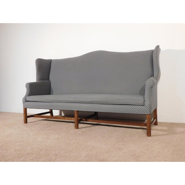 Chippendale Vintage 1970s Copy of Antique English 18th C. Wing Back Chippendale Sofa Settle For Sale - Image 3 of 14