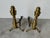 Pair of beautiful Vintage American brass and iron andirons, spurs and log stops on ball and claw feet. Measures: 14.0" w x...