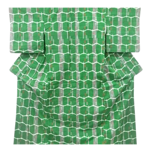 Mid Century Japanese Kimono Silk Green Antique Vintage Fabric Display Hanger