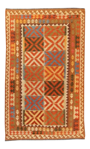 Modern Geometric Kilim Rug, 5'1" X 8'3"