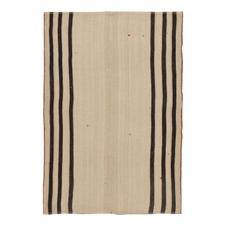 1950s Vintage Persian Kilim in Beige With Rich Brown Stripes by Rug & Kilim For Sale