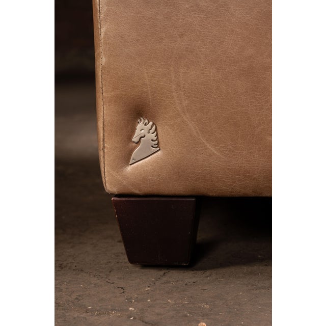 Late 20th Century Leather Club Chair With Ottoman in Beige by Preston Hill For Sale - Image 10 of 10