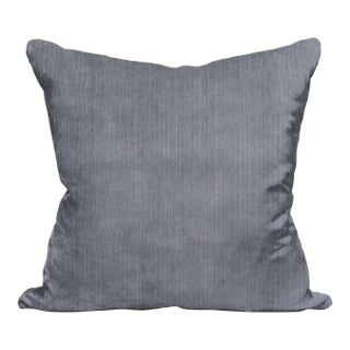 The House of Scalamandré Strie Velvet Pillow, Cerulean For Sale