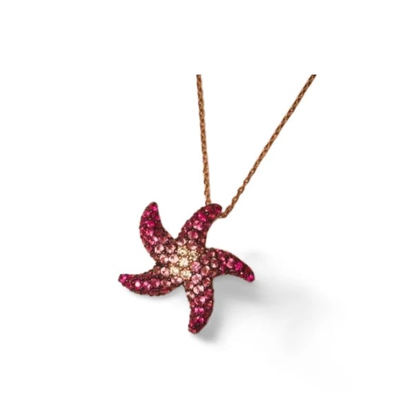 Add a touch of ocean-inspired elegance with this 14K rose pink gold starfish pendant necklace. The pendant is adorned with...