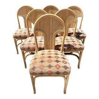 Set of 6 Postmodern Bent Bamboo/Pencil Reed Dining Chairs For Sale