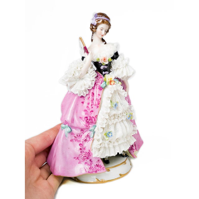 Baroque Style Porcelain Figure of Lady with Fan from Capodimonte, 1900s For Sale - Image 6 of 7